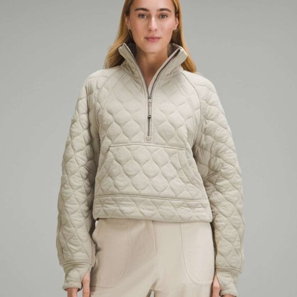 Lululemon Scuba Oversized Quilted Half Zip Riverstone - Picture 1 of 13